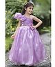 Lagorii Organza Woven Sleeveless Stone Embellished Floral Applique Detailed Gown - Purple