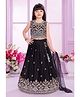 Lagorii Silk Woven Sleeveless Floral Embroidered Sequins Embellished Lehenga Choli With Dupatta Set - Black