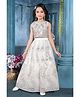 Lagorii Net Woven Sleeveless Floral Embroidered Sequins Embellished Lehenga Choli Set - White
