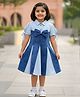 Lagorii Cotton Woven Half Sleeves Bow Applique Detailed & Striped Dress - Blue