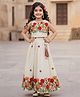 Lagorii Linen Woven Sleeveless Floral Embroidered Tassel Detailed Lehenga & Choli Set - Cream