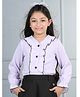 Cutiekins Woven Full Peasant Sleeves Frill Detailed Top - Lavender & Black