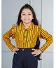 Cutiekins Woven Full Sleeves Frill Detailed Striped Top - Mustard & Navy Blue