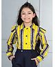 Cutiekins Woven Full Sleeves Frill Detailed Striped Top - Yellow & Navy Blue