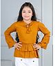 Cutiekins Woven Full Bell Sleeves  Solid Layered Top - Mustard