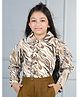 Cutiekins Woven Full Sleeves Shirt Abstract Printed Shirt Style Top - White & Brown