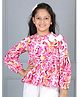 Cutiekins Woven Full Sleeves  Abstract Printed Top - Off White & Pink