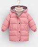 Little Jump Woven Full Sleeves Solid Light Winter Hooded & Padded Jacket - Pink