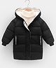 Little Jump Woven Full Sleeves Solid Light Winter Hooded & Padded Jacket - Black