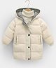 Little Jump Woven Full Sleeves Solid Light Winter Hooded & Padded Jacket - White