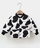 Little Jump Woven Full Sleeves Cow Printed Padded Light Winter Jacket - Black