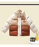 Little Jump Woven Full Sleeves Colour Blocked Padded Light Winter Jacket - Brown