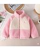Little Jump Fleece Knit Full Sleeves Colour Blocked Cute Girl Back Patch & Fur Detailed Light Winter Jacket - Light Pink