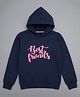 Little Jump Cotton Woven Best Friends Text Printed Light Winter Hooded Sweatshirt - Blue