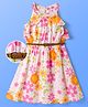 Hola Bonita Cotton Woven Sleeveless Floral Printed Dress with Belt - Multicolor