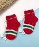 Little Peas Christmas Theme Tassel Embellished Striped Crochet Socks - Red & White
