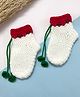 Little Peas Christmas Theme Tassel Embellished Colour Blocked Crochet Socks - White & Red