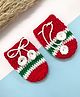 Little Peas Knit Christmas Theme Striped Crochet Mittens - Red & White