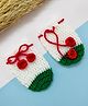 Little Peas Christmas Theme Colour Blocked Floral Applique Detailed Mittens - White & Red