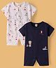 ToffyHouse Cotton Knit Half Sleeves Nautical Theme Printed Rompers Pack Of 2 - Navy Blue & White