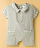 ToffyHouse Interlock Woven Knit Half Sleeves Solid Rompers - Light Green