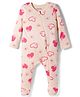 Babyoye Eco Conscious 100% Cotton Knit With Eco Jiva Finish Full Sleeves Footed Sleepsuit With Heart Print - Pink