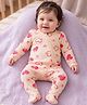 Babyoye Eco Conscious 100% Cotton Knit With Eco Jiva Finish Full Sleeves Footed Sleepsuit With Heart Print - Pink