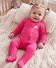 Babyoye Eco Conscious 100% Cotton Knit With Eco Jiva Finish Full Sleeves Footed Sleepsuit With Floral Print - Dark Pink