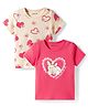 Babyoye Eco Conscious 100% Cotton Knit Half Sleeves Floral Hearts & Bunny Printed T-Shirts With Eco Jiva Finish Pack Of 2 - Pink & Light Yellow