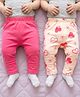 Babyoye 100% Cotton Interlock Knit Eco Conscious Full Length Diaper Leggings With Eco Jiva Finish & Heart Print Pack of 2 - Multicolor