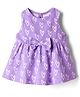 Babyhug Single Jersey Knit Sleeveless Frock With Heart Print & Bow Applique - Lilac
