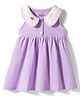Bonfino 100% Cotton Knit Sleeveless Peter Pan Collared Fit & Flared Frock with Heart Embroidery - Lilac