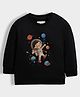 Orange Sugar 100% Cotton Knit Full Sleeves Space Theme Printed Light Winter Sweatshirt - Black
