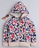 BABY NATION Cotton Fleece Knit Full Sleeves Cat Printed Light Winter Hooded Sweatjacket - Crème