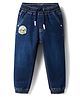 Babyhug Full Length Denim Jeans with Stretch & Patch Detailing - Navy Blue