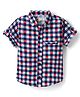 Dew Drops Cotton Woven Half Sleeves Checks Shirt - Navy Blue