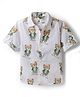 Dew Drops Cotton Woven Half Sleeves Shirt With Teddy Bear Print - Light Blue