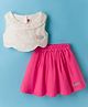 Dew Drops Interlock Knit Sleeveless Schifilli Top & Skirt Set - Pink