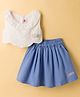 Dew Drops Interlock Knit Sleeveless Schifilli Top & Skirt Set - Blue