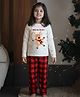 Nap Chief Pure Cotton Knit Christmas Theme Full Sleeves Jingle All The Way Text & Reindeer Printed Night Suit Set - Off White