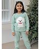 Nap Chief Knit Full Sleeves Cute Dog Patch Detailed Night Suit Set - Light Green
