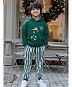 Nap Chief Cotton Knit Full Sleeves Cuddles & Cocoa Text Printed Hooded Sweatshirt & Joggers Set - Green