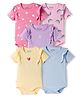 Bonfino 100% Cotton Knit Half Flutter Sleeves Rainbow Hearts Printed & Embroidered Onesies Pack of 5 - Multicolour