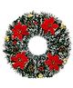 FunBlast Hanging Wreath with Red Poinsettia for Christmas Decoration - 17 Inches (White-Green)