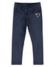Lil Lollipop Knit Heart & Star Foil Printed Leggings - Navy Blue