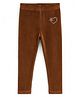 Lil Lollipop Knit Heart & Star Foil Printed Leggings - Brown
