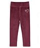 Lil Lollipop Velvet Knit Stone Heart Embellished Leggings - Purple