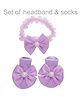 Neska Moda Bow Applique Detailed Pearls Embellished Headband With Socks  - Purple