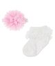 Neska Moda Floral Applique & Frill Detailed Headband With Socks - White