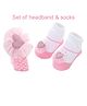 Neska Moda Heart Applique Detailed Headband With Socks - Baby Pink & White